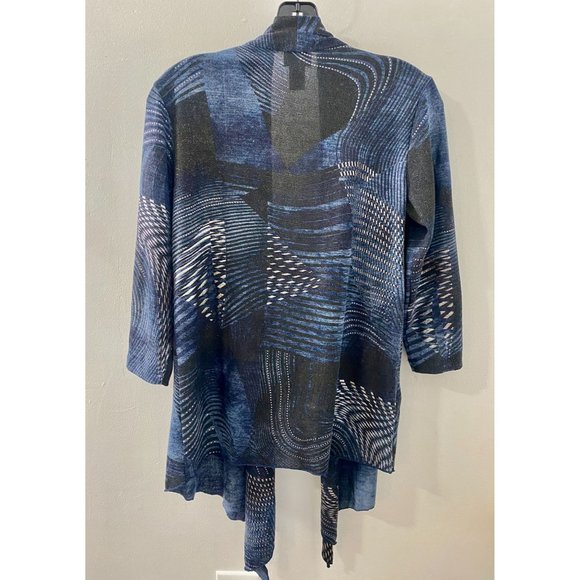 NWOT Chico's sweater, knit open-front cardigan, Small, Size 4, blue/grey - Picture 5 of 11